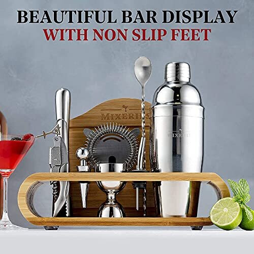 Kit de Mixologie avec Support - Ensemble de 18 Pièces Set de Shaker à Cocktails 1