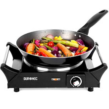 Duronic Hot Plate HP1BK | For Table-Top Cooking | 1500W | Black Steel Electric Single Hob with Handles | 1 Cast Iron Portable Hob Ring | For Warmin