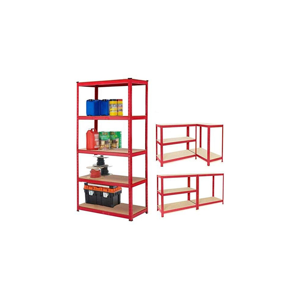 150 x 70 x 30 cm 5-Tier Garage Shelving Unit  Metal Racking, Steel & MDF Boltless Shelves Metal Shelving Unit Heavy Duty 175kg Capacity Per Shelf, Re