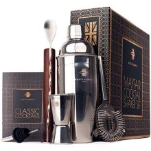 Rusty Barrel Original Mayfair Cocktail Making Set - Cocktail Gift Set Including Manhattan Cocktail Shaker, Muddler, Strainer, Jigger, Pourer, Spoon