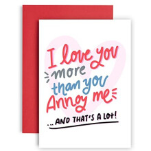 Huxters Funny Birthday Card for Him - 'I Love you more than you annoy me' - Anniversary Card for Husband - Valentines day Card - Wife Birthday cards f