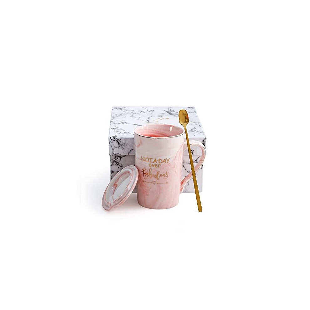 Qinhai Not A Day Over Fabulous Mug Sets, Funny Marble Coffee Cup, Unique Valentine's Mother's Day Birthday Present Christmas Gifts for Women Mum Him H