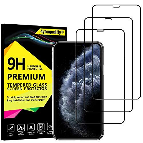 4youquality [3-Pack][Full Coverage] iPhone 11 Pro Max and iPhone XS Max Screen Protector, Tempered Glass Film [Full-Coverage][LifetimeWarranty] S