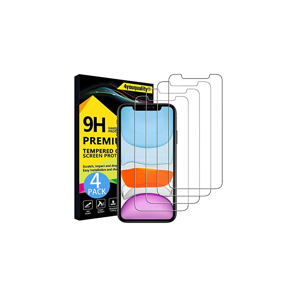 4Youquality [4-Pack] Screen Protector For Iphone 11 And Iphone Xr, Tempered Glass Film Screen Protector, 6.1-Inch, [Lifetimewarranty][Anti-Scratc 5060611980493