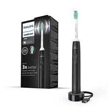 Philips Sonicare 3100 Series Sonic Electric Toothbrush, Black, with BrushSync Replacement Reminder – Model HX3671/14