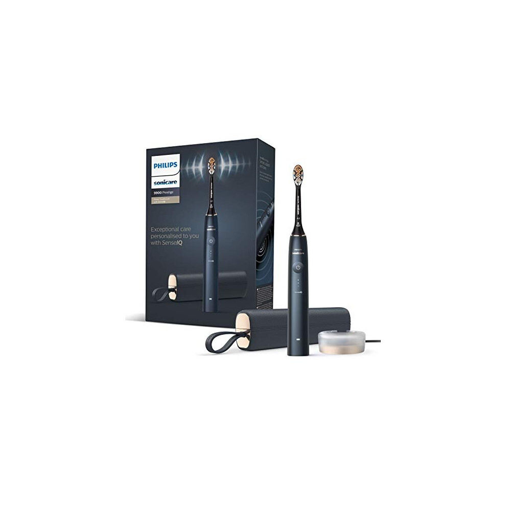 Philips Sonicare Power Electric Toothbrush 9900 Prestige With Senseiq, Adapts, Cares, Ai-Powered Sonicare App, Usb Travel Case & Charging Stand, Uk 2 Blue