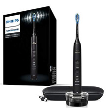 Philips Sonicare DiamondClean 9000 Black Electric Toothbrush, 2020 Edition, 4 Modes, 3 Intensities, Gum Pressure Sensor, App, Connected Handle, USB Tr