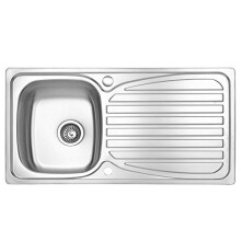 JASS Ferry Kitchen Sink Inset Stainless Steel Single 1 Bowl Reversible Drainer with Waste Pipes Clips - 10 Year Guarantee