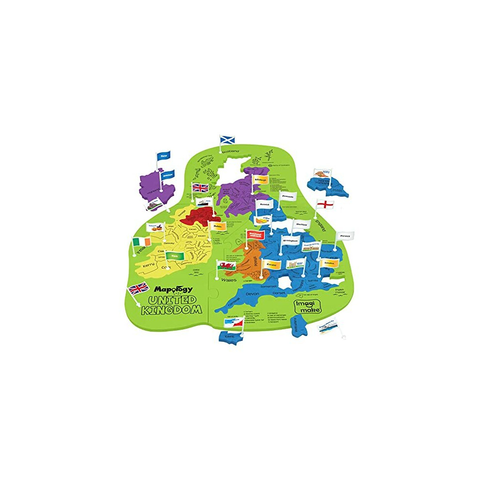 Imagimake Mapology United Kingdom - County Shaped Puzzle Pieces - Educational Toy for Boys and Girls Above 5 Years