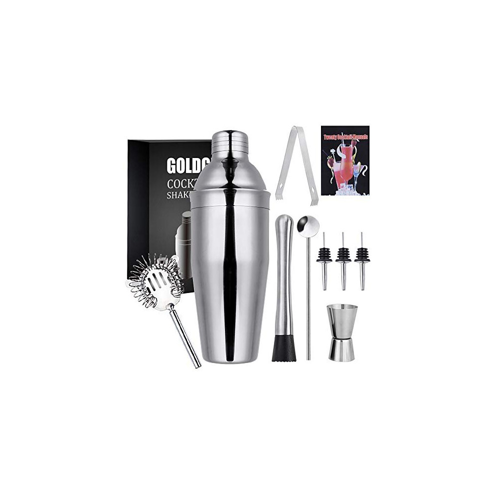 GOLDGE Cocktail Making Set 9pcs Cocktail Shaker Set Stainless Steel Bar Tool Set Bartender Kit