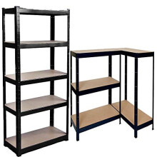 Heavy Duty 5 Tier Garage Shelving Units Metal Storage Shelves Shed Utility Rack,150cm x 70cm x 30cm,175KG Per Shelf, Black