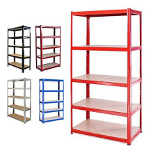 Heavy Duty Metal Garage Shelving Racking Unit Storage Rack Boltless Shelf Freestand 5 Tier Shelving 150cm x 70cm x 30cm (Red)