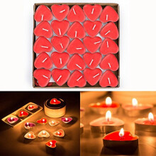 Gearmax 50 Pcs Love Heart Shape Tealights Love Candles Bulk Floating Smokeless Scented Romantic Candles Valentines Mothers Day Christmas Wedding Birth