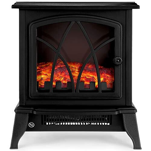 NETTA NETTA 2000W Stove Heater Fireplace with Flame Effect - Black