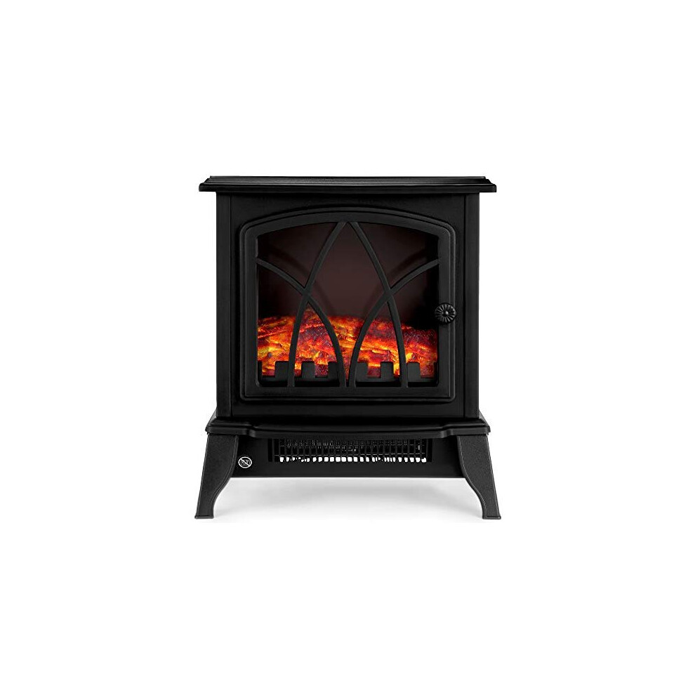 NETTA 2000W Stove Heater Fireplace with Flame Effect - Black