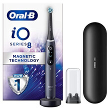 Oral-B iO8 Black Electric Toothbrush with Travel Case - Ultra-Quiet, Deep, Gentle Clean