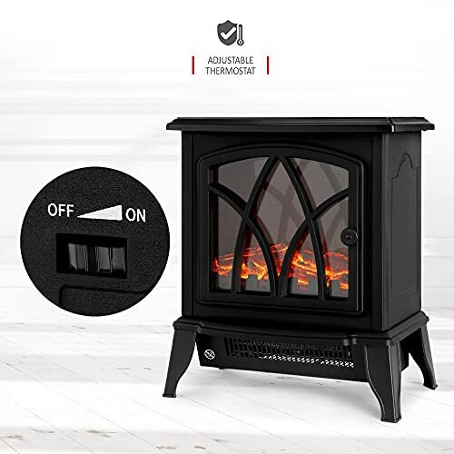 NETTA NETTA 2000W Stove Heater Fireplace with Flame Effect - Black 2