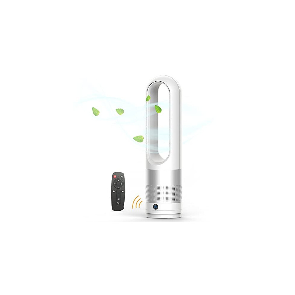 Ezsmart Bladeless Fan Cooler, Total 23.62-Inch 80 Oscillating Tower Fan With Remote Control, 8 Speed Settings, 8 Hour Timer, Super Quiet Touchable Pe