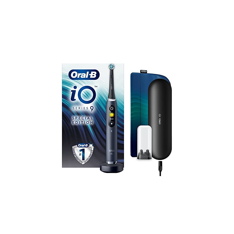 Oral-B iO9 Electric Toothbrush, App Connected Handle, 1 Ultimate Clean Toothbrush Head & Charging Travel Case, 7 Modes with Teeth Whitening, 2 Pin UK