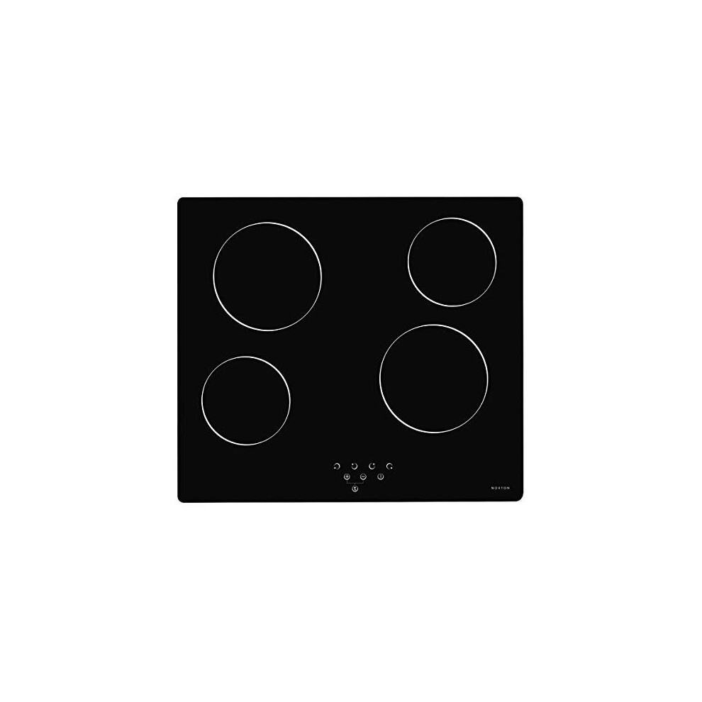 NOXTON Ceramic Hob, Built-in 4 Zone Electric Hob Cooker 60cm Ceramic Hobs Black Glass with Touch Controls