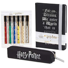 Harry Potter Stationery Set with Notebook A5, Pencil Case and 6 Pens, Cute Writing Sets for Girls and Boys, Official Hogwarts Wizarding World School S