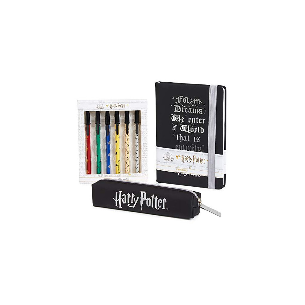 Harry Potter Stationery Set With Notebook A5, Pencil Case And 6 Pens, Cute Writing Sets For Girls And Boys, Official Hogwarts Wizarding World School S