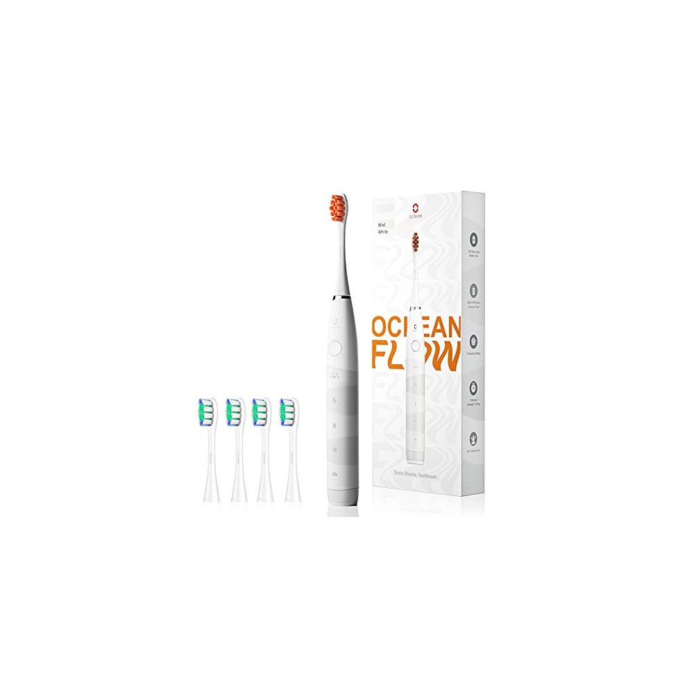 Electric Toothbrush, Oclean Flow Rechargeable Power Sonic Toothbrush 5 Cleaning Modes 5 Brush Heads with 30s Reminder IPX7 Waterproof USB Charging Ele