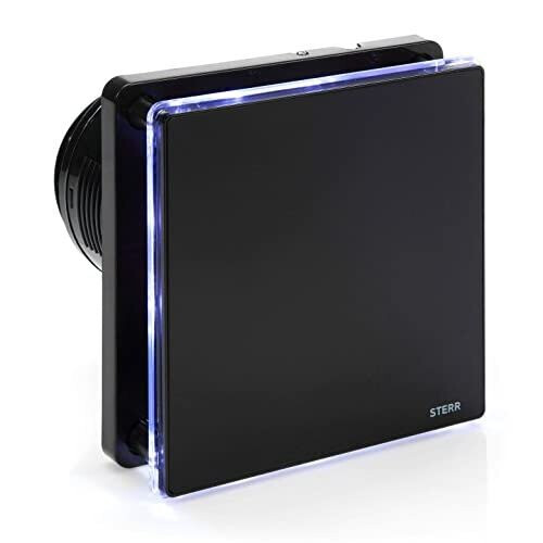 STERR Black Bathroom Extractor Fan with LED Backlight and a Timer 100