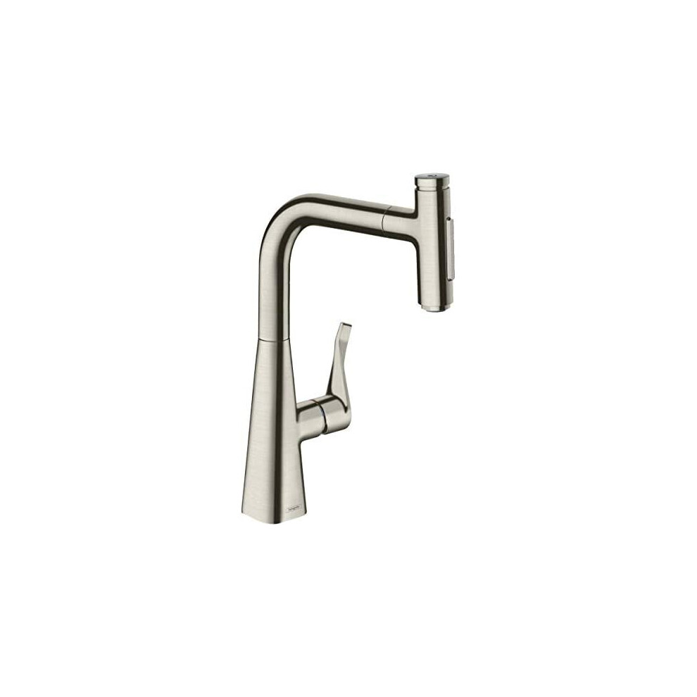 Hansgrohe Metris Select M71 240 Kitchen Mixer Tap with Pull-Out Spray 2 Jets Stainless Steel Look