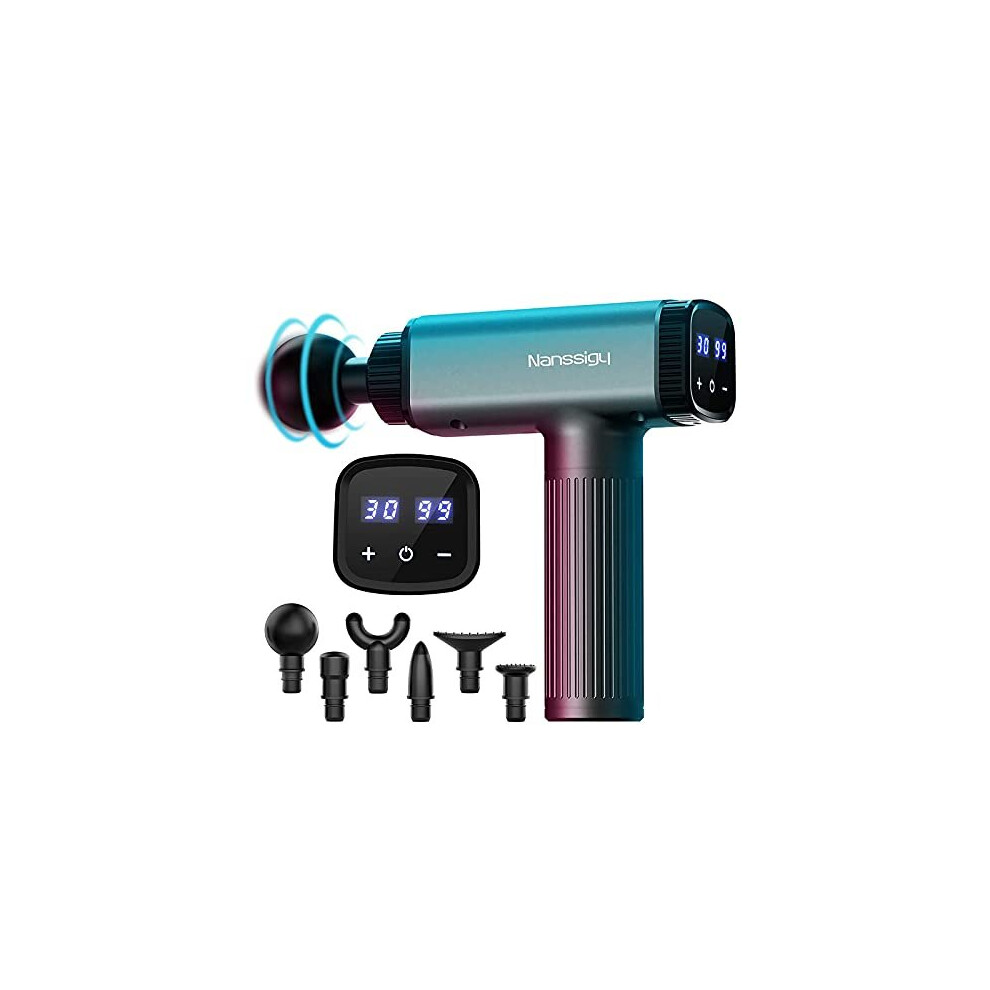 Nanssigy Massage Gun Deep Tissue,Powerful 30 Speeds Percussion Muscle Massager, 2600Mah Electric Handheld Muscle Massager Gun,Portable Fascia Gun With 6 Massag