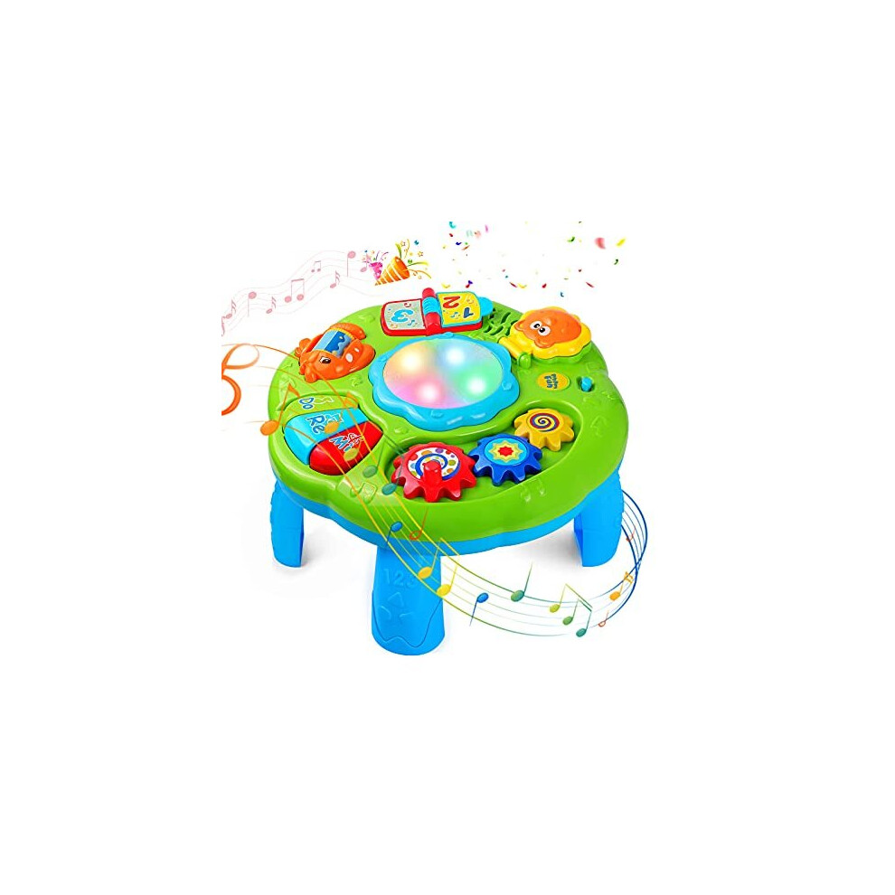 STOTOY Baby Activity Table, Baby Drum Musical Learning Table for Kids, Early Development and Activity Music Toys, 1st Birthday Gifts for Boys Girls Ba