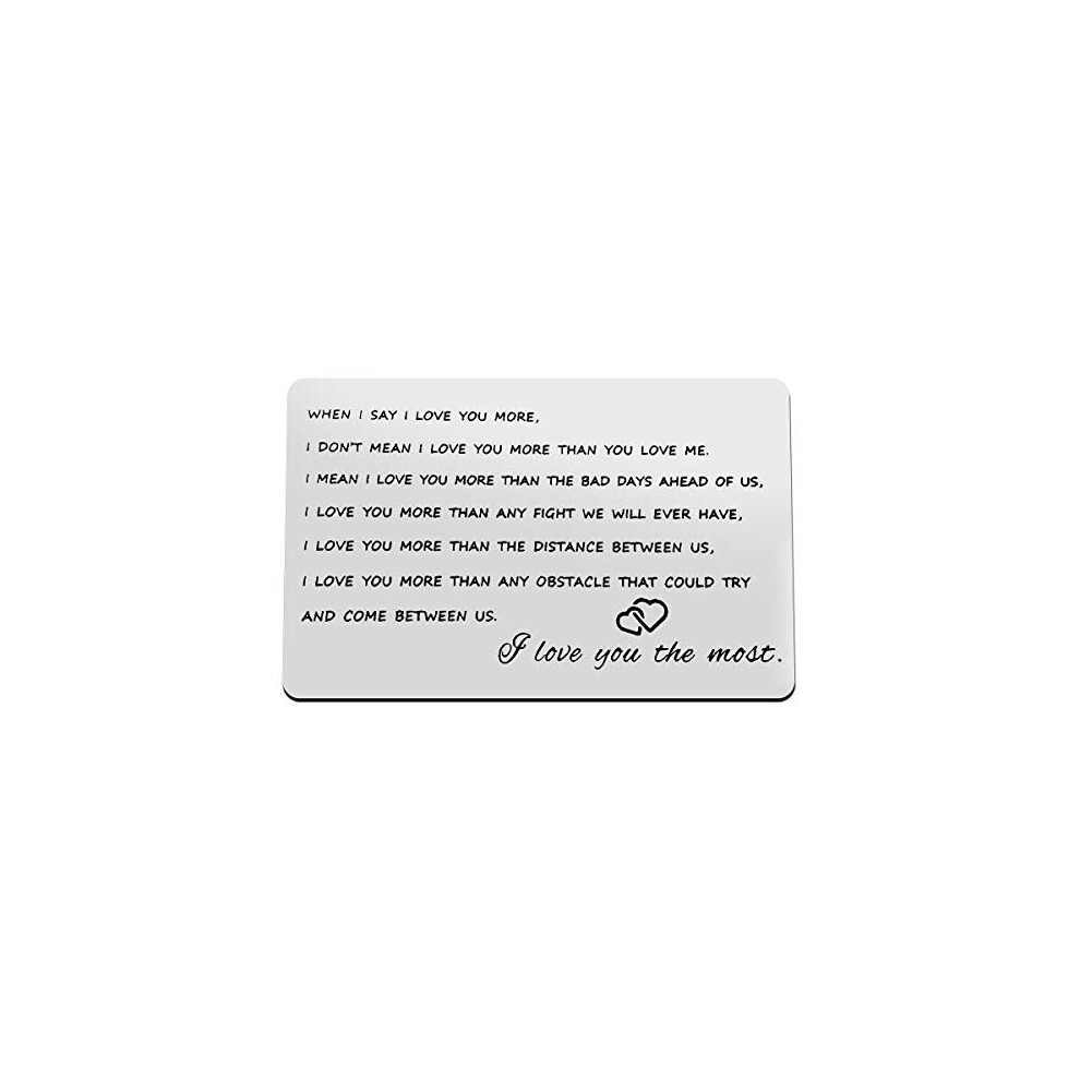 Anniversary Card Gifts for Him Engraved Wallet Insert Card for Boyfriend Husband Fathers Day Valentines Day Gifts for Men Christmas Birthday Gifts I L