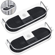 H Hawsam 2Packs No Drilling Shower Shelf Caddy for Shower Rail - Bathroom Rack Organizer Holder for Shampoo, Fit 19mm - 25mm Rail
