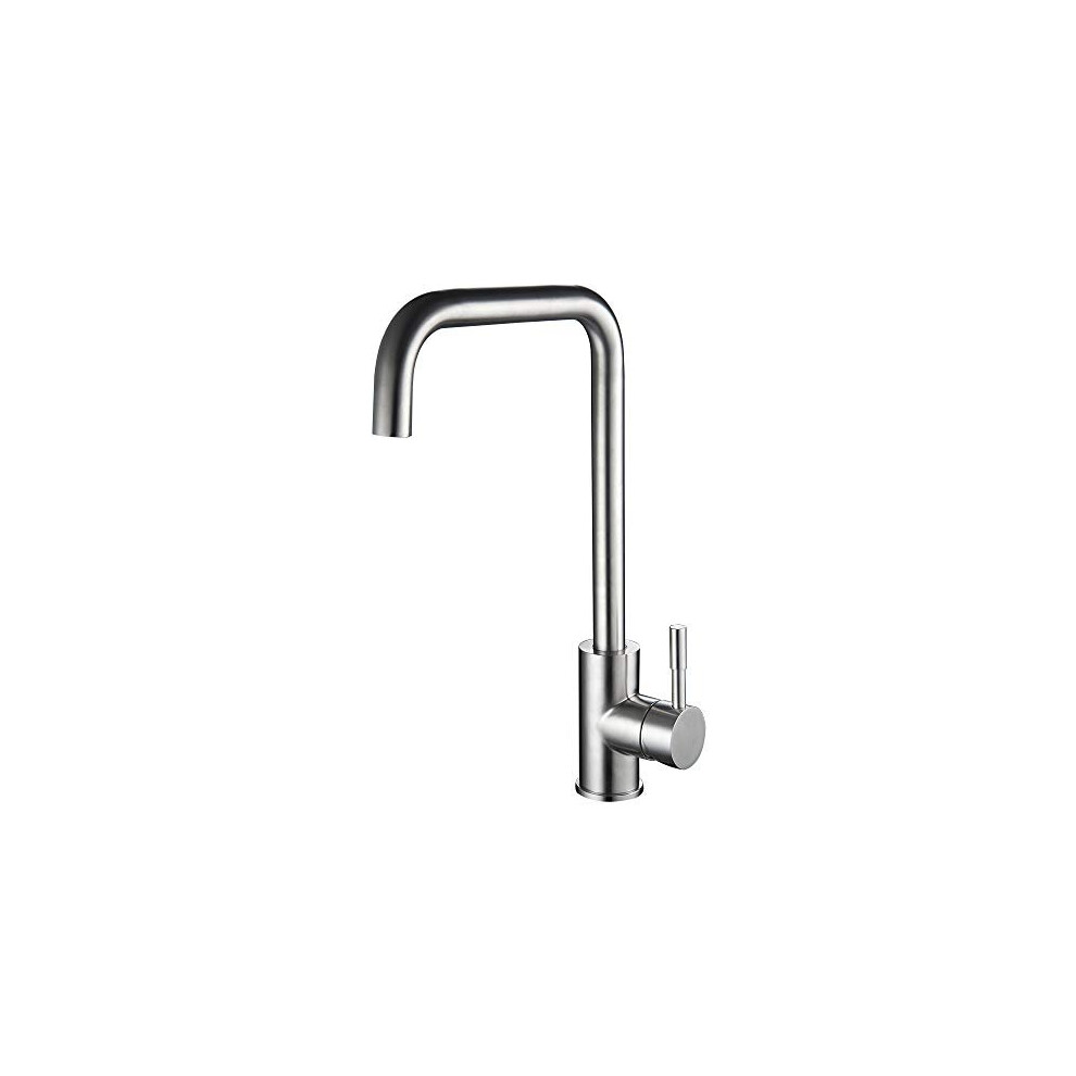 Heable Stainless Steel Kitchen Sink Tap, 360 Swivel Right Angle Bend Design Kitchen Mixer Taps, Single Lever Kitchen Faucet Brushed Nickel