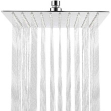 Qliver Square Rain Shower Head, 8 inch Large Top Spray Showerhead, 304 Stainless Steel Ultra Thin Powerful High-Pressure Bathroom Shower Head