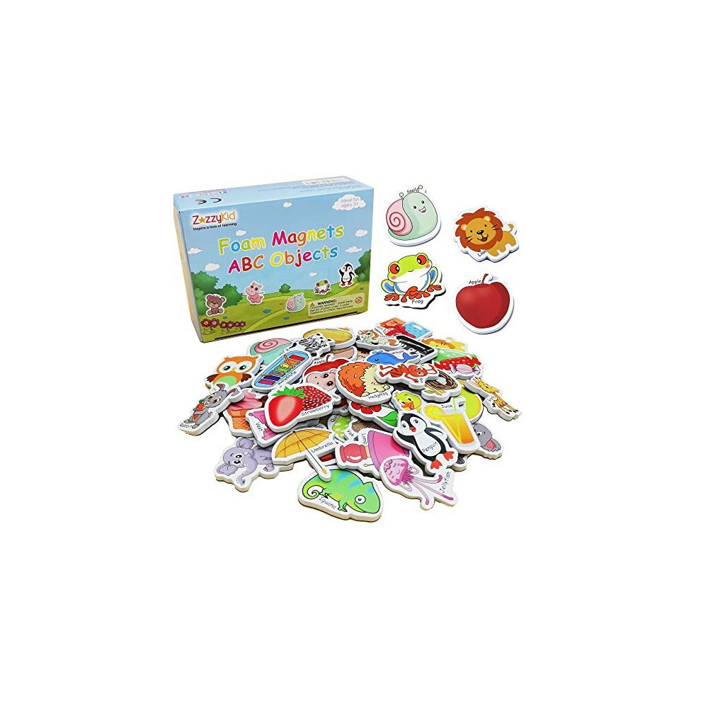 Photos - Educational Toy ZazzyKid Magnetic Foam Objects for Kids: 52 ABC Alphabet Toy Magnets for Early Education