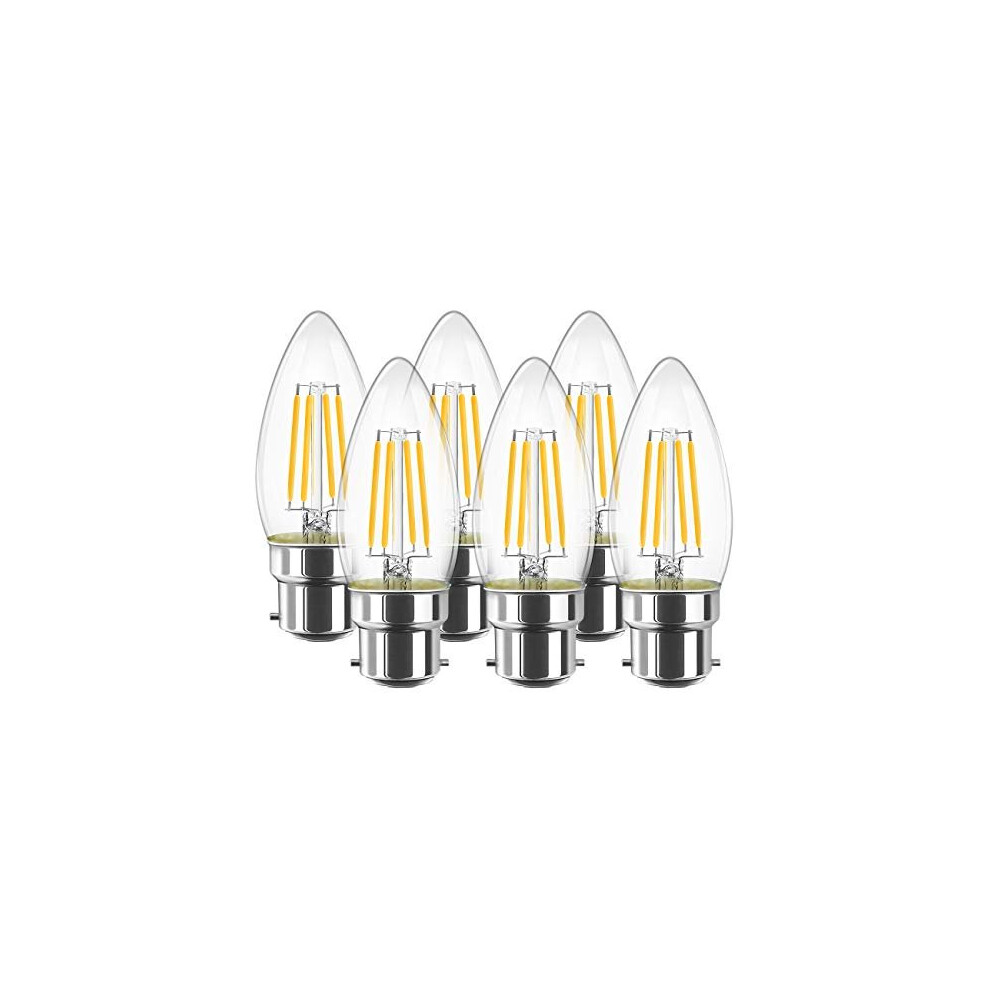 Lvwit B22 Led Filament Candle Bulb ,C35 4W Edison Candle Bulbs,40W Incandescent Bulb Equivalent, Warm 2700K,470Lm,Bulbs For Chandeliers,Ce Light/White