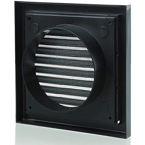 150 mm Plastic Louvred Wall Vent Grille 6 Inch Black Ceiling Extractor ...