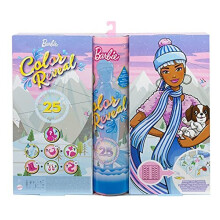 Barbie Color Reveal Advent Calendar, 25 Surprises Include Color Reveal Barbie Doll, 1 Color Reveal Pet, Clothes, Accessories & Kid-Sized Bracelet with