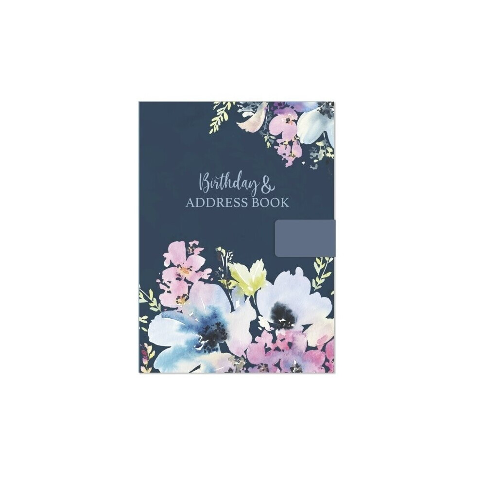 Blue Floral A5 A-Z Birthday & Address Book Contact Organiser