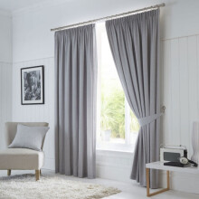 (Silver, 66 x 54 Inch) Fusion Dijon Blackout Pencil Pleat Lined Curtains