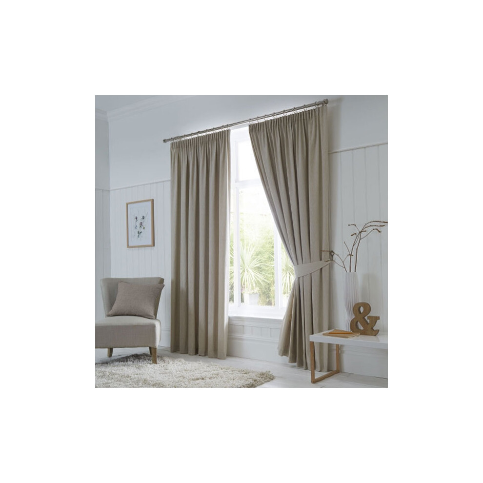 (Natural, 90 x 72 Inch) Fusion Dijon Blackout Pencil Pleat Lined Curtains