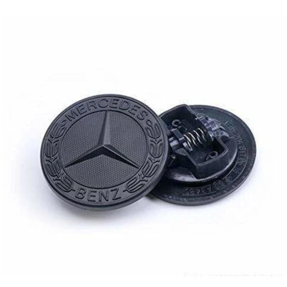 Black Mercedes Benz Bonnet Badge Emblem For B C E S CLK AMG Class 57mm