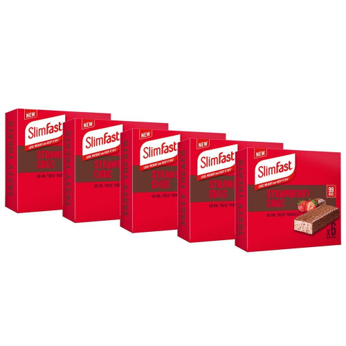 SlimFast SlimFast Strawberry Choc Snack Bar Multipacks, 5 x 6 Bar Multipack (30 Bars)