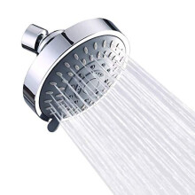 Shower Head, High-Pressure Rain Fixed Showerhead Rainfall 5-Setting with Adjustable Metal Swivel Ball Joint, Bathroom Showerhead 4 Inch High Flow Show