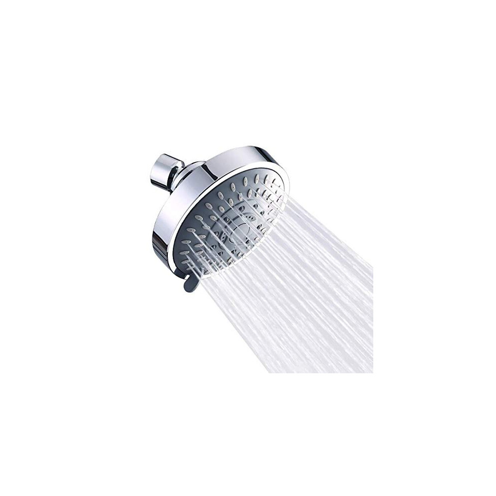 Shower Head, High-Pressure Rain Fixed Showerhead Rainfall 5-Setting With Adjustable Metal Swivel Ball Joint, Bathroom Showerhead 4 Inch High Flow Show 784129475726