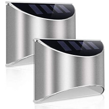 LeiDrail Solar Fence Lights Solar Garden Lights Outdoor LED Lights Solar Powered Wall Light Waterproof for Garden Fence Patio Gate Yard 2 Pack(Cold Wh