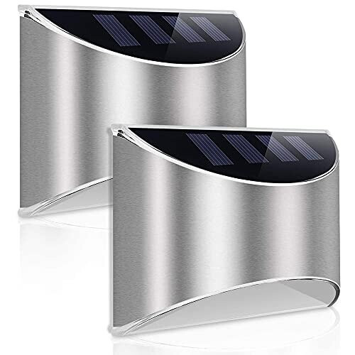 LeiDrail Solar Fence Lights Solar Garden Lights Outdoor LED Lights Solar Powered Wall Light Waterproof for Garden Fence Patio Gate Yard 2 Pack(Cold Wh