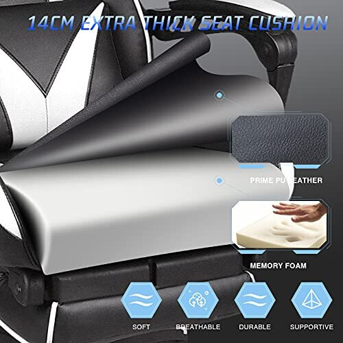 Fullwatt Video Gaming Chair Massage with footrest Office Chair with