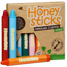 Honeysticks Natural Beeswax Crayons - Classic Crayon Size and Shape for a Developed Pencil Grip - 8 Vibrant Colours - Child Safe, Non Toxic Crayons fo